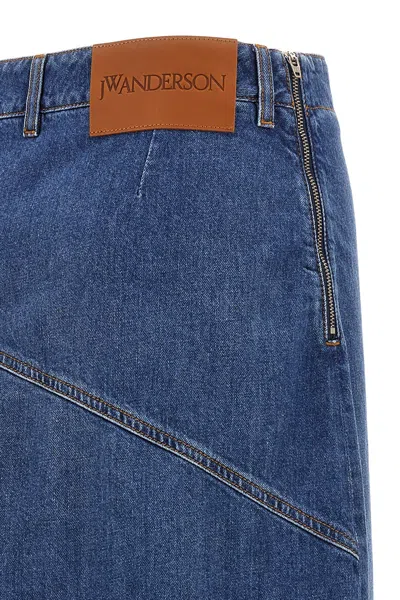 Jw Anderson Jwanchor Twisted Midi Skirt In Blue