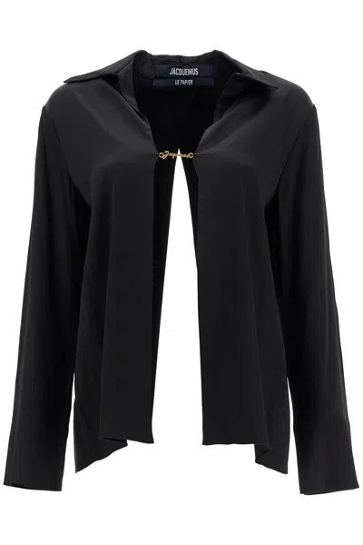 Shop Jacquemus Open Shirt 'the Night Chemise Women In Black