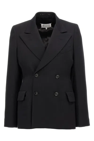 Maison Margiela Double-breasted Blazer Blazer And Suits Black In Black