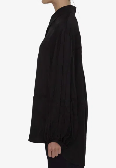 Khaite Bam Long-sleeved Twill Shirt In Black