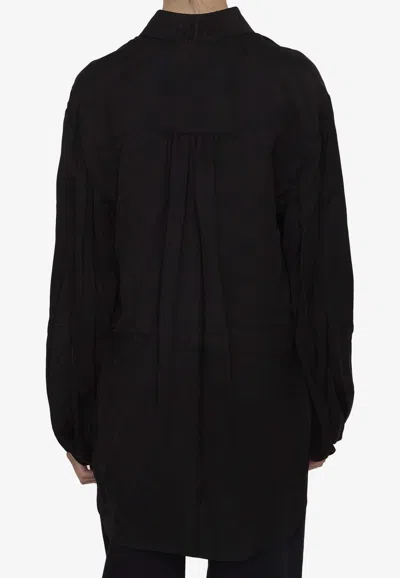Khaite Bam Long-sleeved Twill Shirt In Black