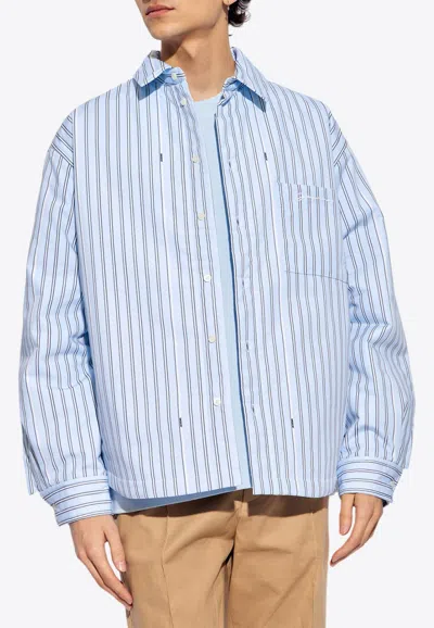 Jacquemus Boulanger Striped Long-sleeved Shirt In Blue