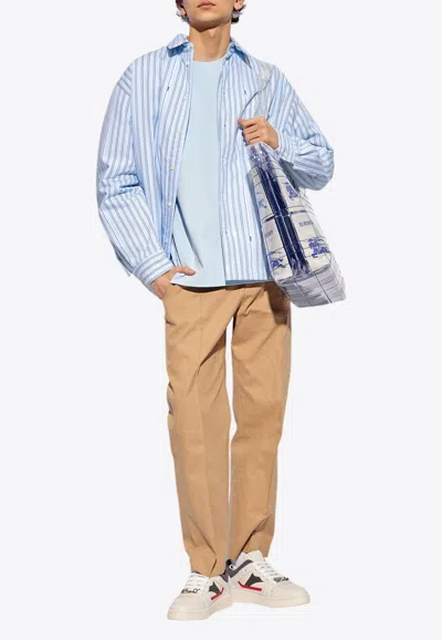 Jacquemus Boulanger Striped Long-sleeved Shirt In Blue