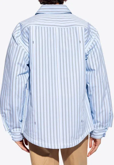 Jacquemus Boulanger Striped Long-sleeved Shirt In Blue