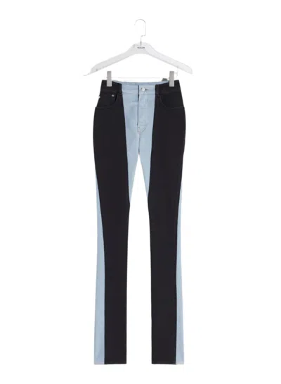Mugler Woman Jeans Blue Size 31 Organic Cotton In Tokyo Blue/black