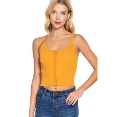 Fashnzfab Front Closure With Hooks Sweater Cami Top In Yellow