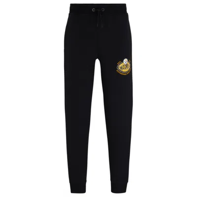 Hugo Boss Boss X Nfl Cotton-blend Tracksuit Bottoms With Collaborative Branding In Black
