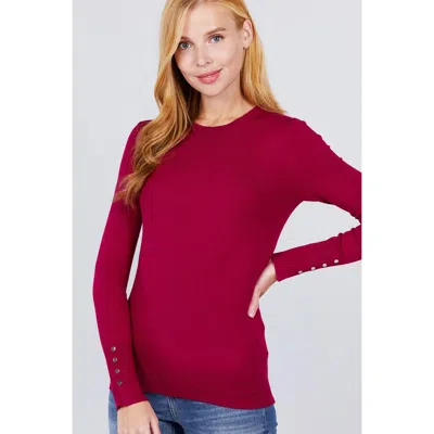 FASHNZFAB CREW NECK SWEATER W/RIVET BUTTON 