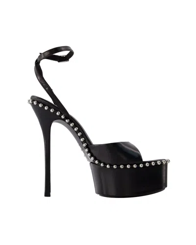 Alexander Wang Nova 145 Womens Leather Dressy Platform Sandals In Black