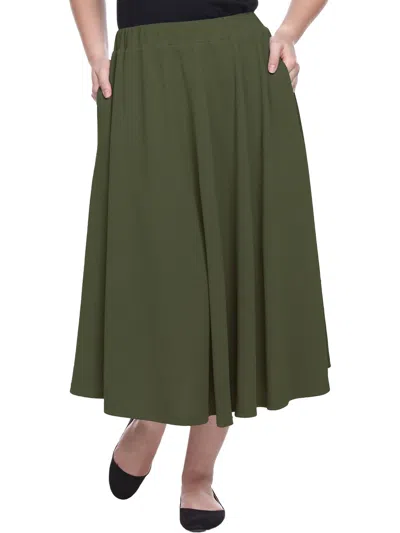 White Mark Plus Womens Knit Textured A-line Skirt In Green