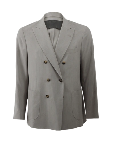Brunello Cucinelli Double Breasted Suit Jacket In Corda