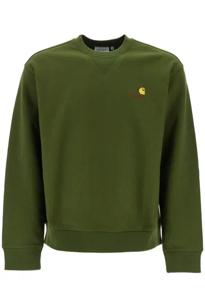 Carhartt American Script Crewneck Sweatshirt In Green