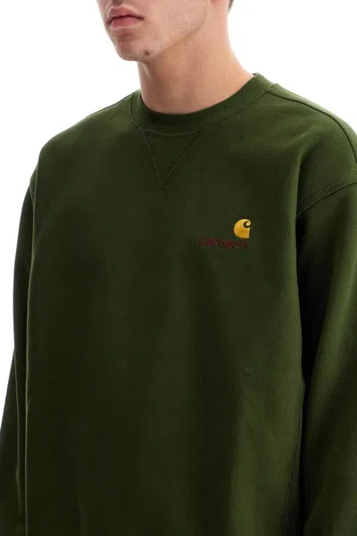 Carhartt American Script Crewneck Sweatshirt In Green