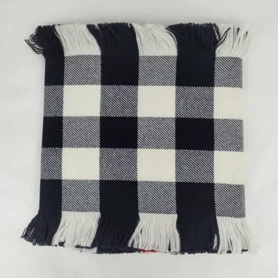 Burberry Black Wool Half Mega Fashion Plaid Check Fringe Scarf 40583951 In Black