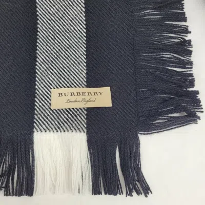 Burberry Black Wool Half Mega Fashion Plaid Check Fringe Scarf 40583951 In Black