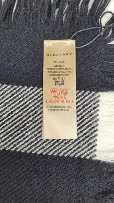 Burberry Black Wool Half Mega Fashion Plaid Check Fringe Scarf 40583951 In Black