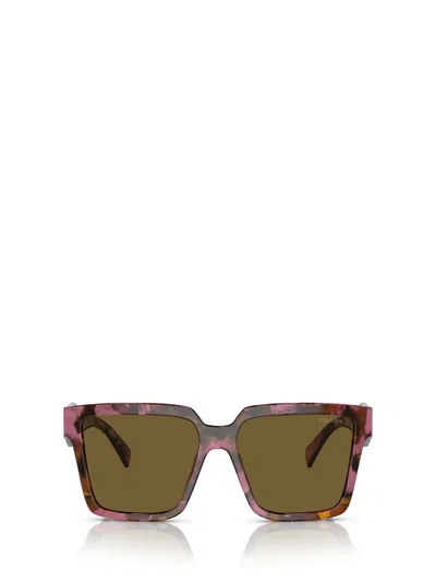 Prada Eyewear Square Frame Sunglasses In Tortoise Cognac Begonia