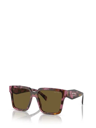 Prada Eyewear Square Frame Sunglasses In Tortoise Cognac Begonia