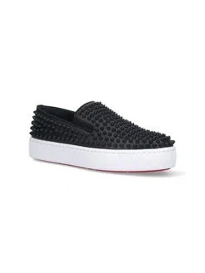 Christian Louboutin Man Sneakers Black Size 7 Leather In Black