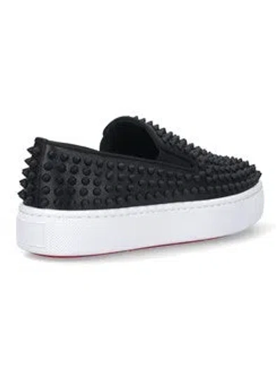 Christian Louboutin Man Sneakers Black Size 7 Leather In Black