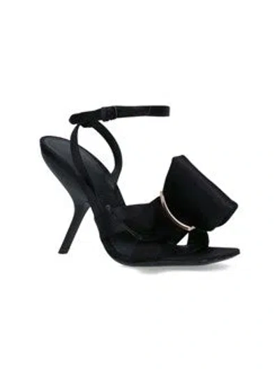 Ferragamo Heel Sandals With Bow Detail And Open Toe In Black