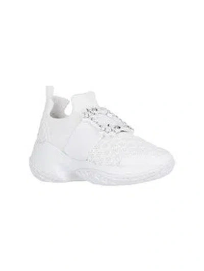 Roger Vivier Viv Crystal Buckle Slip-on Sneaker In White