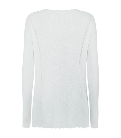 Shop Helmut Lang Longfray Wool Long Sleeve Sweater