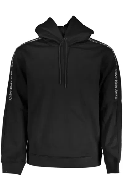 Calvin Klein Sleek Fleece Hooded Sweatshirt In Black In Black