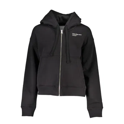 Calvin Klein Sleek Hooded Fleece Sweatshirt With Embroidery In Black