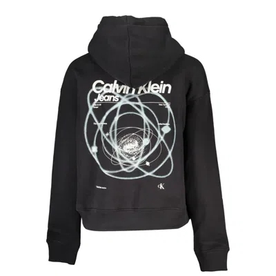 Calvin Klein Sleek Hooded Fleece Sweatshirt With Embroidery In Black