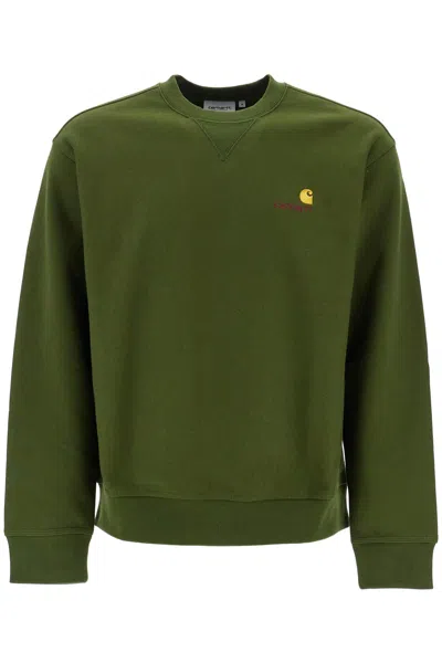 Carhartt American Script Crewneck Sweatshirt In Green