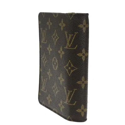 Pre-owned Louis Vuitton Porte Papier Zip Brown Canvas Wallet  ()