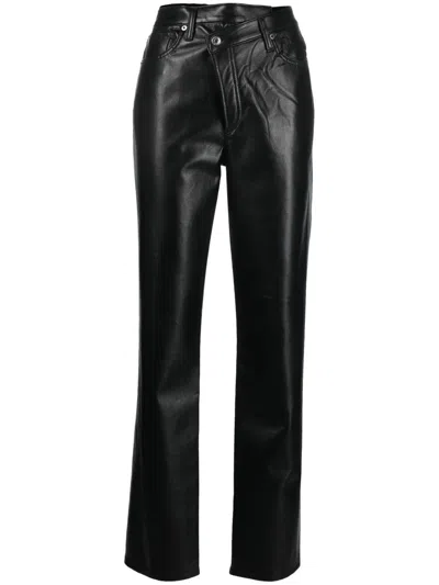 Agolde Criss Cross Recycled Leather Straight-leg Pants