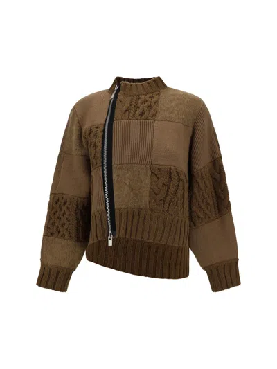 Sacai Patchwork Blouse In Brown