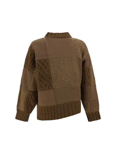 Sacai Patchwork Blouse In Brown