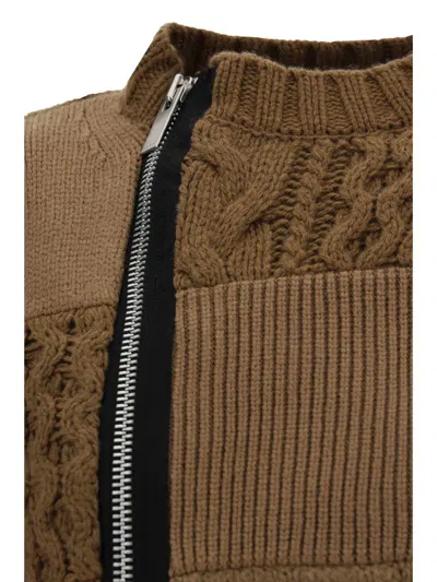 Sacai Patchwork Blouse In Brown