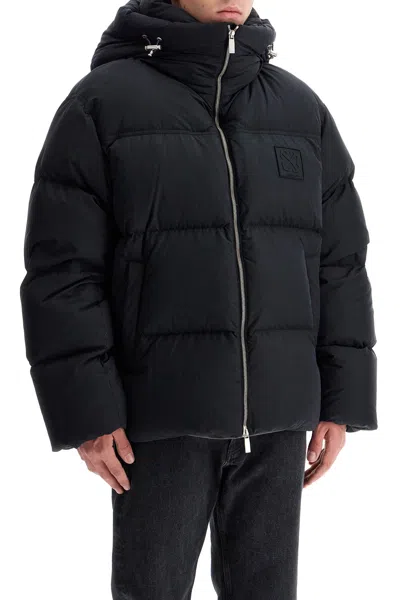 Off-white Quilted Down Jacket With Hood And Tone-on-tone Logo Patch