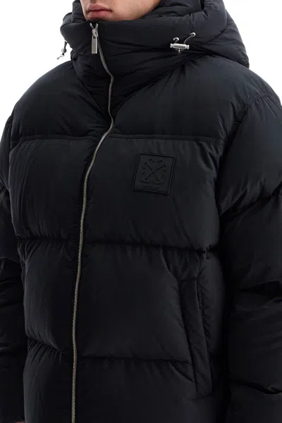 Off-white Quilted Down Jacket With Hood And Tone-on-tone Logo Patch