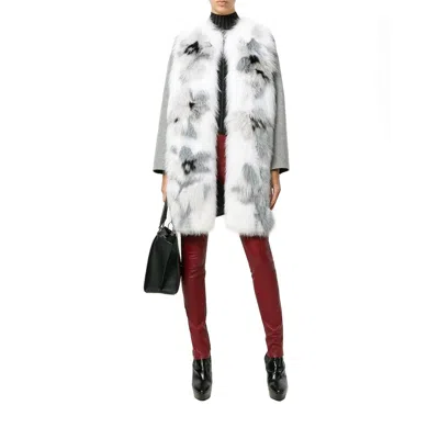 Fendi Fur Trim Cashmere Coat In Gray