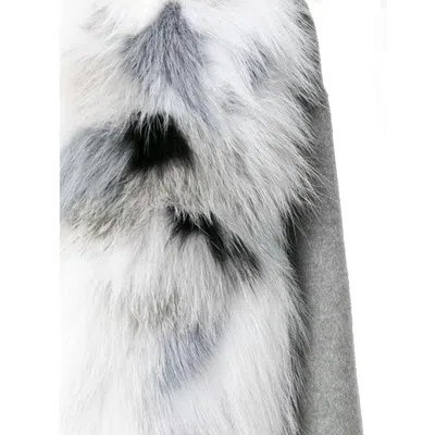 Fendi Fur Trim Cashmere Coat In Gray