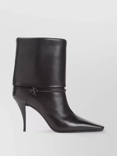 Saint Laurent Niki Embellished Leather Ankle Boots In Black