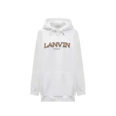 Shop Lanvin Oversized Logo Hoodie Sweatshirt Women In White