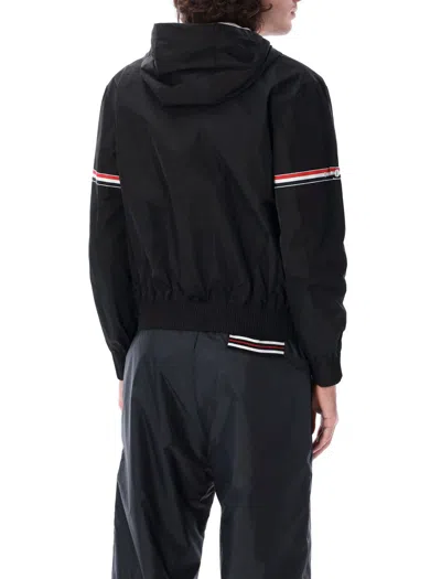 Shop Thom Browne Hooded Zip Jacket In Black