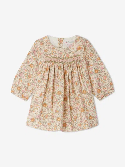 Bonpoint Floral-print Smocked-panel Dress In Multicoloured
