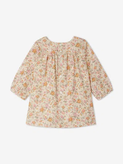 Bonpoint Floral-print Smocked-panel Dress In Multicoloured