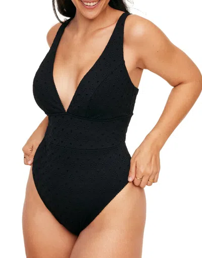 Adore Me Melony Women's Plus-size Swimwear One-piece Swimsuit In Black