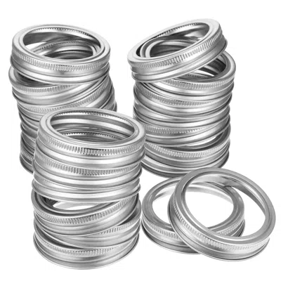 Fresh Fab Finds 24 Pcs Regular Mouth Canning Jar Metal Rings Split-type Jar Bands Replacement Fits For Ball Kerr Mas In Silver
