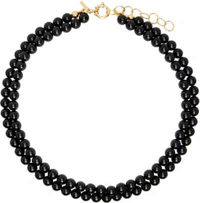 Ernest W Baker Black Agate Pearl Necklace In Black