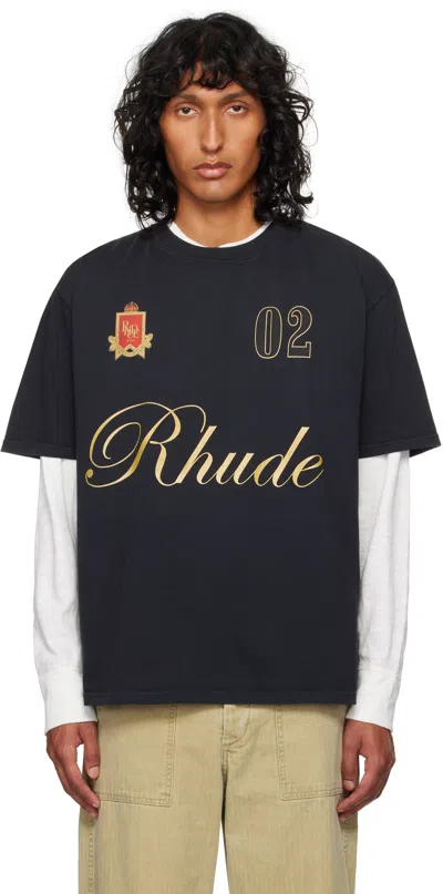 Shop Rhude Black '' Script T-shirt In Vtg Black