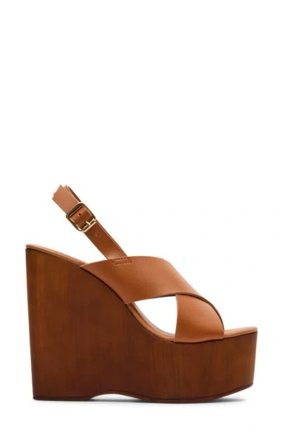 Shop Steve Madden Galaxy Platform Wedge Sandal In Cognac Leather